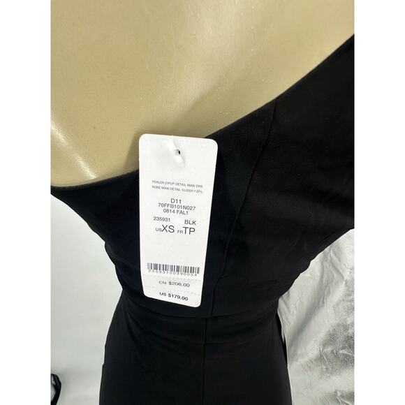 NEW BEBE XS Women Black Side ZIP One Shoulder Maxi Dress Evening Party 6-24 - Picture 6 of 9